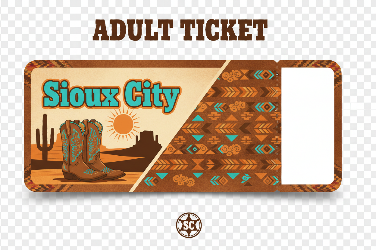 Adult ticket for Sioux city transparent background